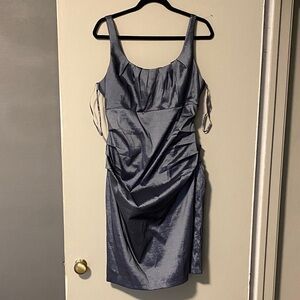 Elegant grey Satin Midi Dress